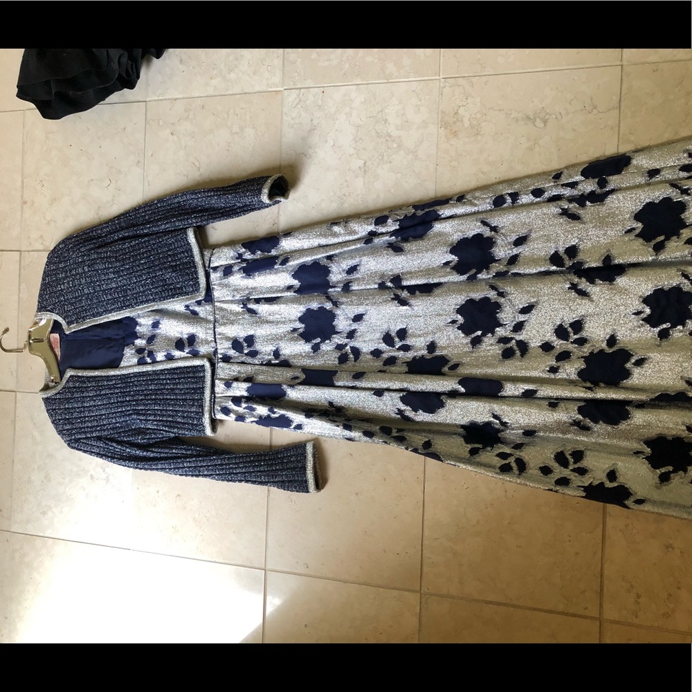 Silver/blue black tie evening gown